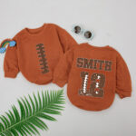 Personalized Football Name And Number Family Matching Baby Romper