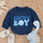 Custom Name Aunties Boy Birthday Baby Romper, Bubble Baby Romper