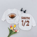 Custom Name And Number Football Its Half Time Baby Romper