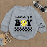 Custom Name Mamas Boy Smile Birthday Baby Romper