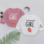 Custom Name Mamas Girl Strawberry Matching Baby Romper