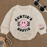 Custom Name Smile Aunties Bestie Matching Baby Romper