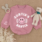 Custom Name Smile Aunties Bestie Matching Baby Romper