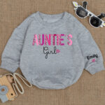 Custom Name Aunties Girl Birthday Matching Baby Romper, Birthday Girl Romper