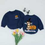 Custom Name My First Halloween Little Pumpkin Matching Baby Romper