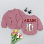 Custom Name Baseball Birthday Matching Baby Romper