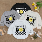 Custom Name Mamas Boy Smile Birthday Baby Romper