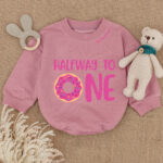 Custom Name Half Way To One Donut Birthday Baby Romper