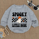 Custom Name Spooky Little Dude Halloween Baby Romper