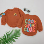 Custom Name Smile Cool Cousin Club Baby Romper