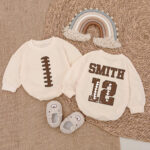 Personalized Football Name And Number Family Matching Baby Romper