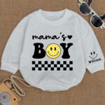 Custom Name Mamas Boy Smile Birthday Baby Romper