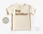 Big Brother Toddler Shirt Cute Retro Kids Shirt Natural Big Brother Gift Pregnancy Announcement