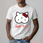 Hello Titty Kitty Red Bow Boobs Humor Joke shirt