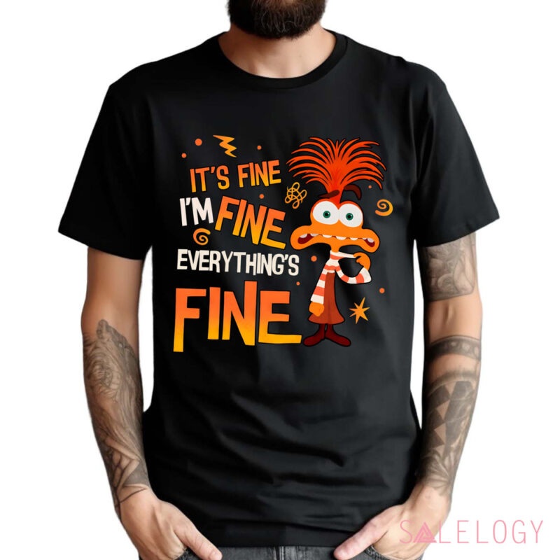 Anxiety Inside Out It's Fine I'm Fine Everything's Fine Vintage Shirt