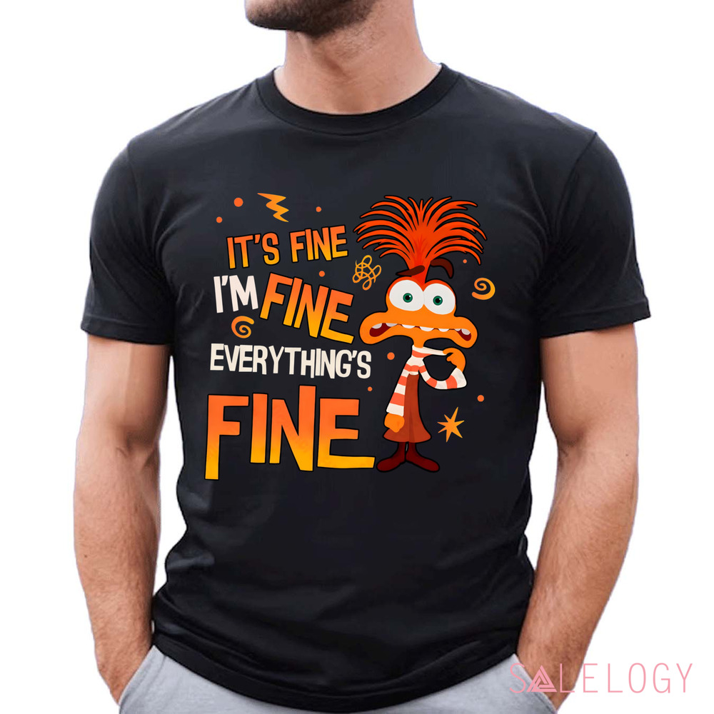 Anxiety Inside Out It's Fine I'm Fine Everything's Fine Vintage Shirt