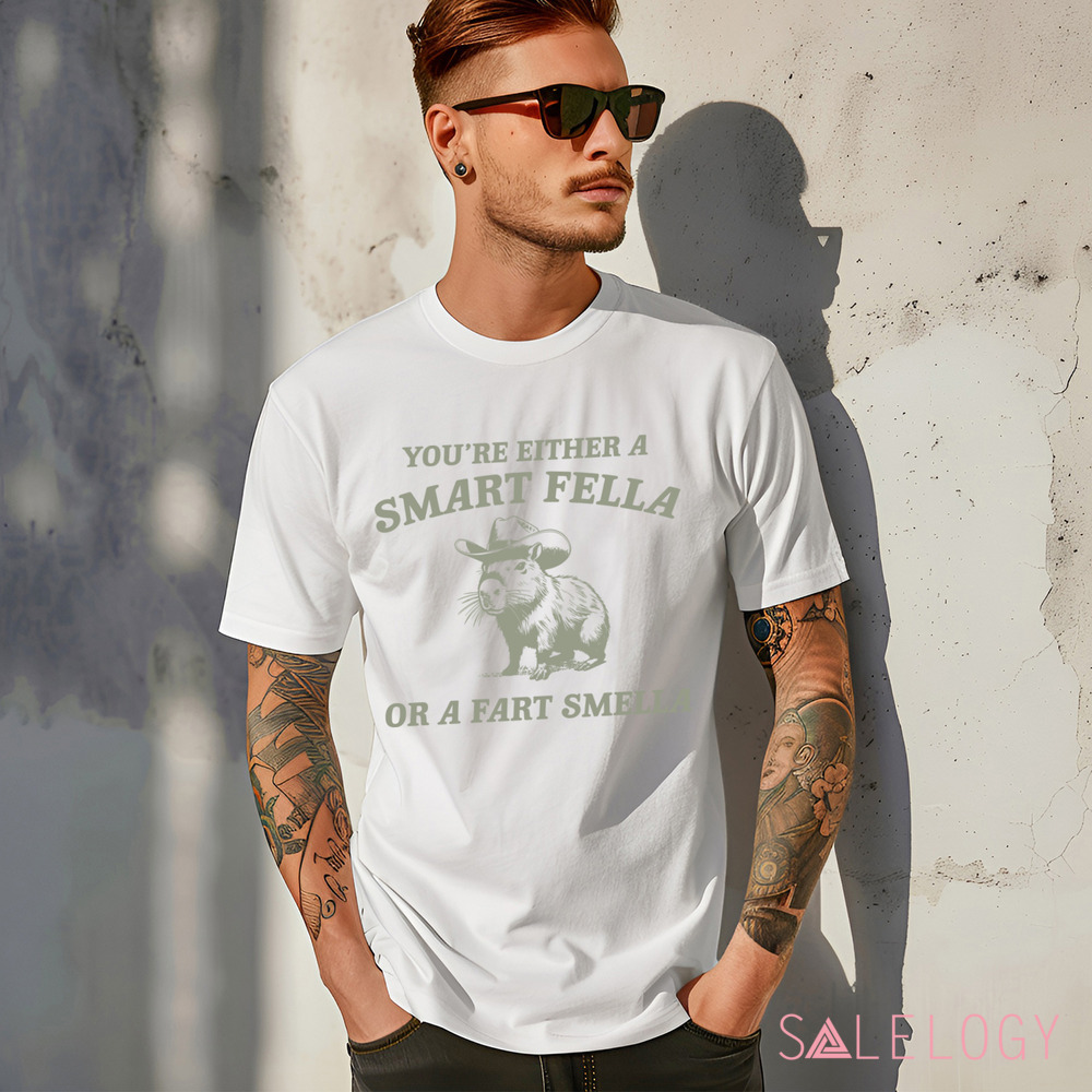 Capybara Are You A Smart Fella Or Fart Smella Retro Funny Shirt
