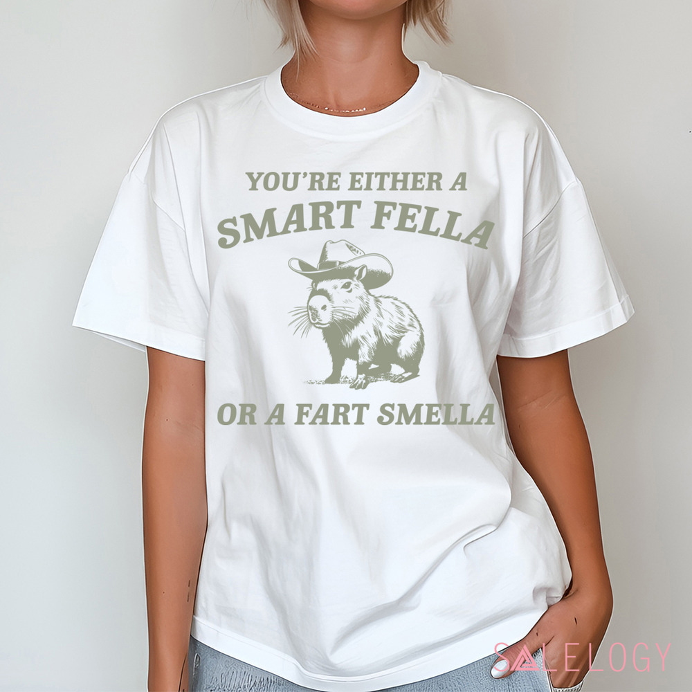 Capybara Are You A Smart Fella Or Fart Smella Retro Funny Shirt
