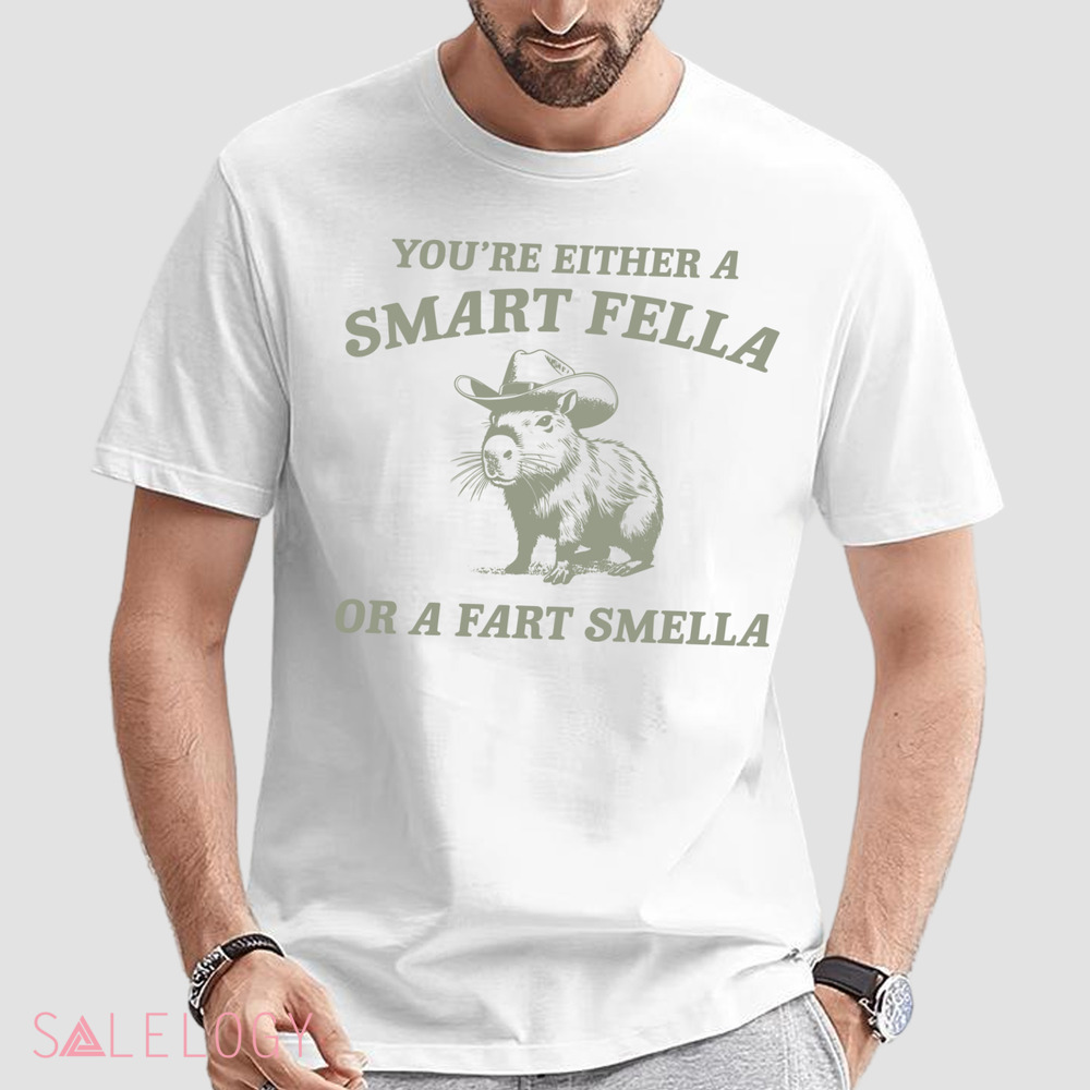 Capybara Are You A Smart Fella Or Fart Smella Retro Funny Shirt