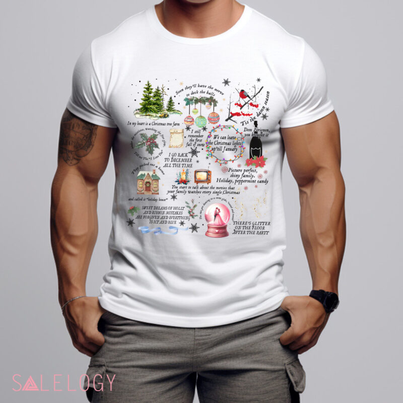 Christmas Song Lyrics Collage With Christmas Symbols Shirt