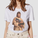 Jesus Holding Moo Deng the Hippo Joke Shirt