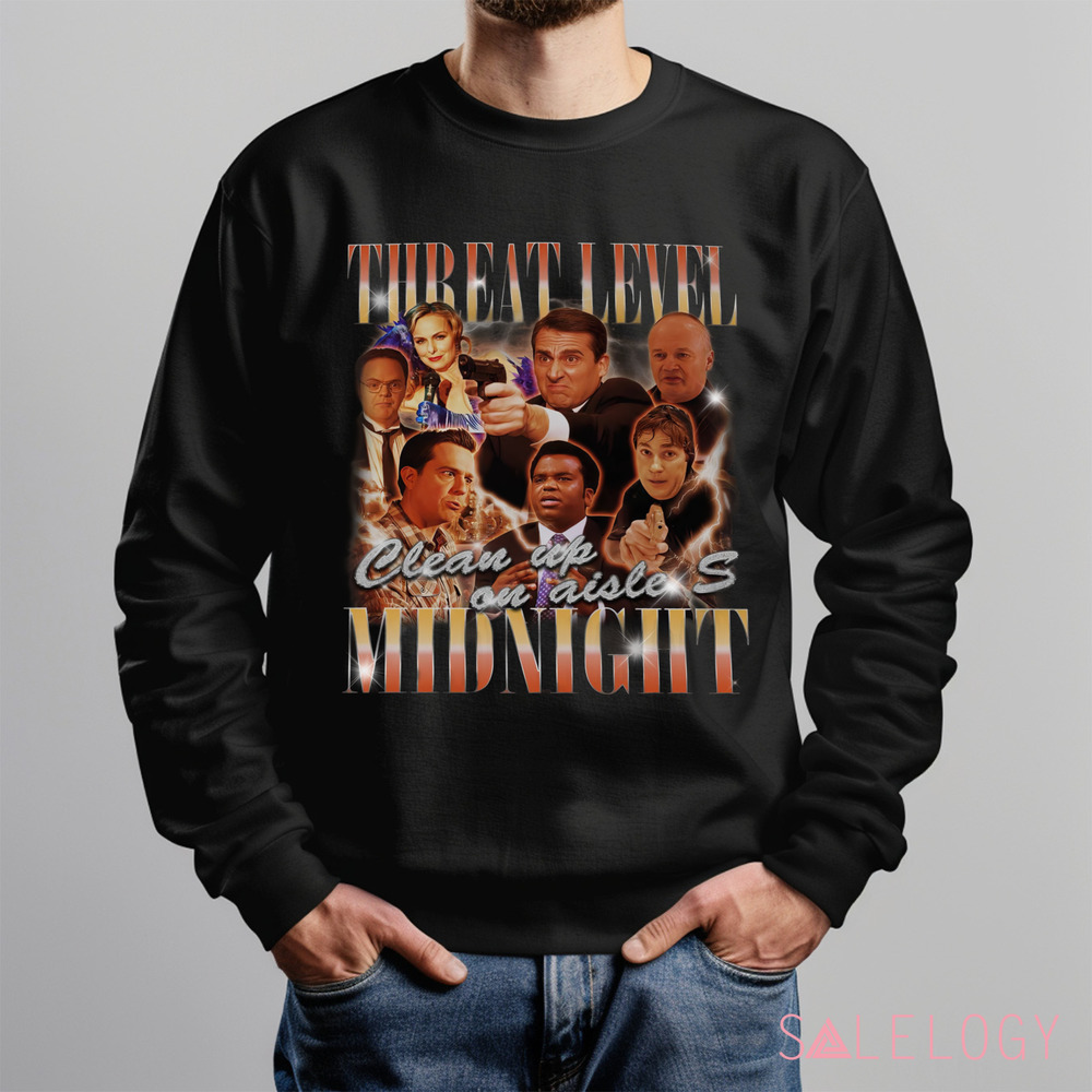Threat Level Midnight The Office TV Show Clean Up On Aisle S Vintage Bootleg Shirt