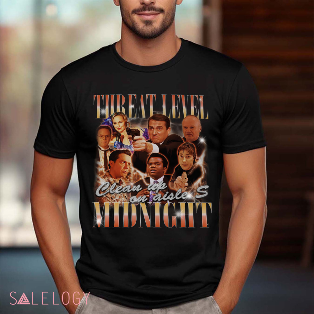 Threat Level Midnight The Office TV Show Clean Up On Aisle S Vintage Bootleg Shirt