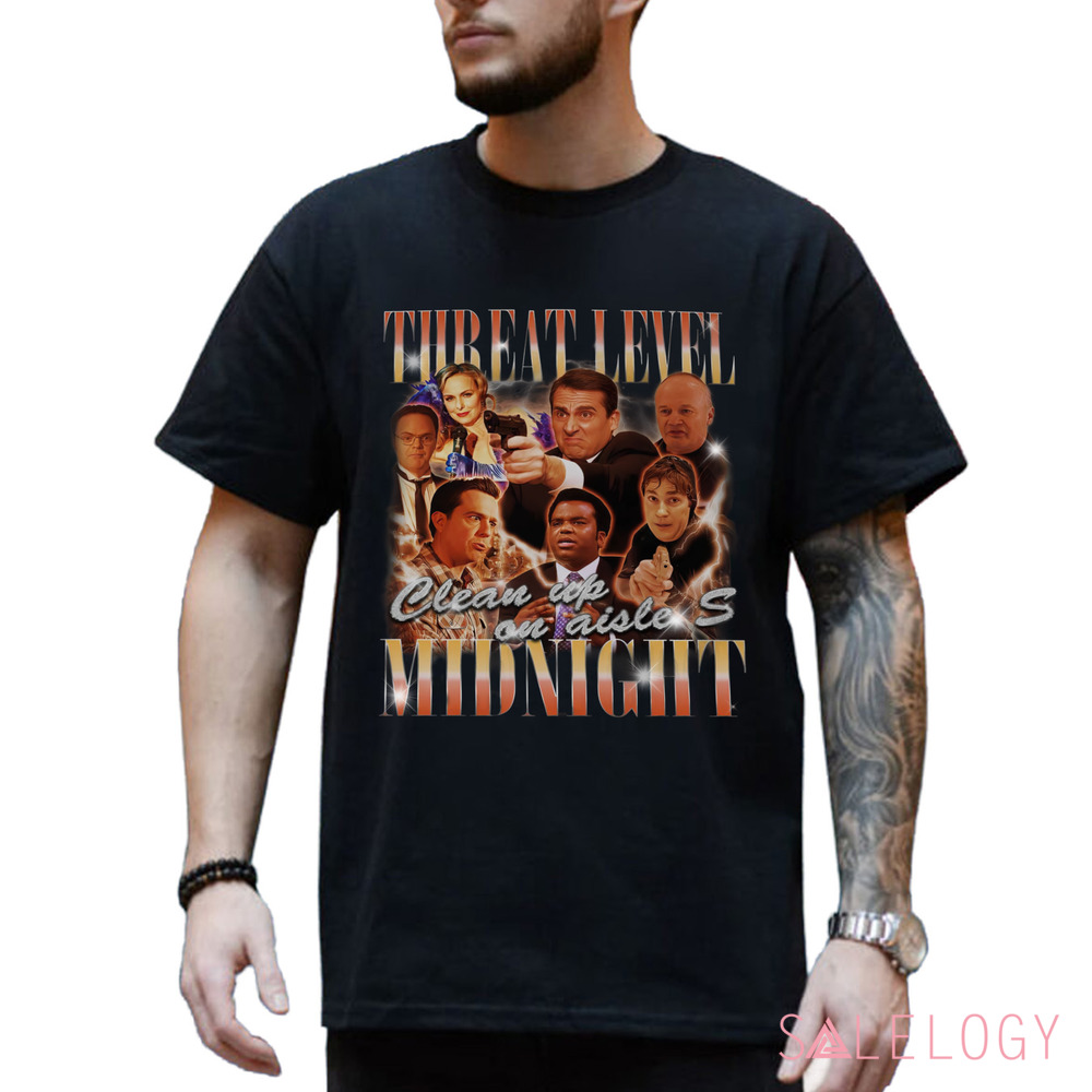 Threat Level Midnight The Office TV Show Clean Up On Aisle S Vintage Bootleg Shirt