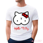 Hello Titty Kitty Red Bow Boobs Humor Joke shirt