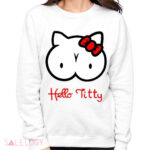 Hello Titty Kitty Red Bow Boobs Humor Joke shirt