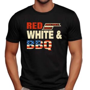 Red Dave Poe's BBQ White & BBQ American Flag Vintage shirt