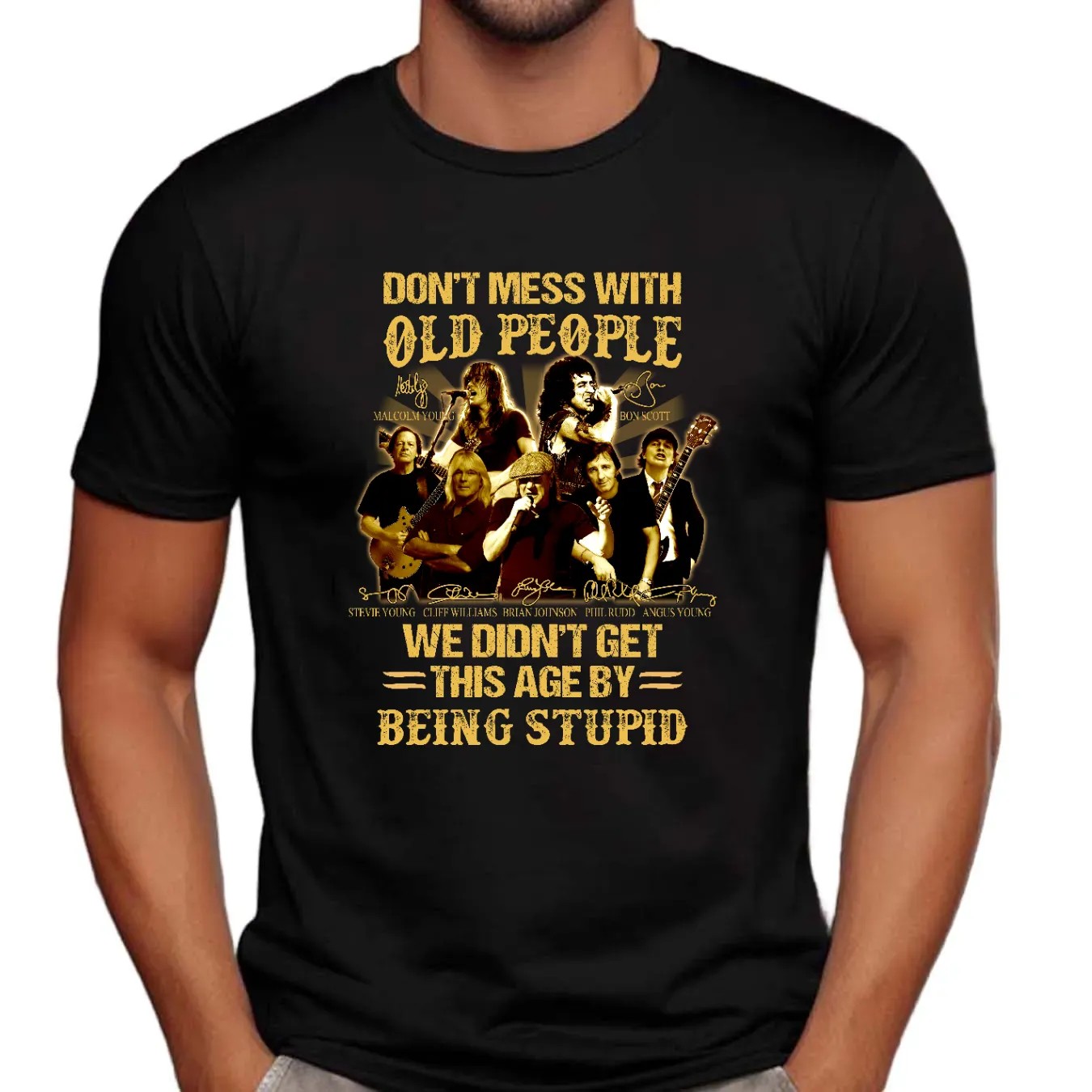 ACDC Do Not Mess With Old People We Did Not Get This Age By Being Stupid Signature Vintage Shirt