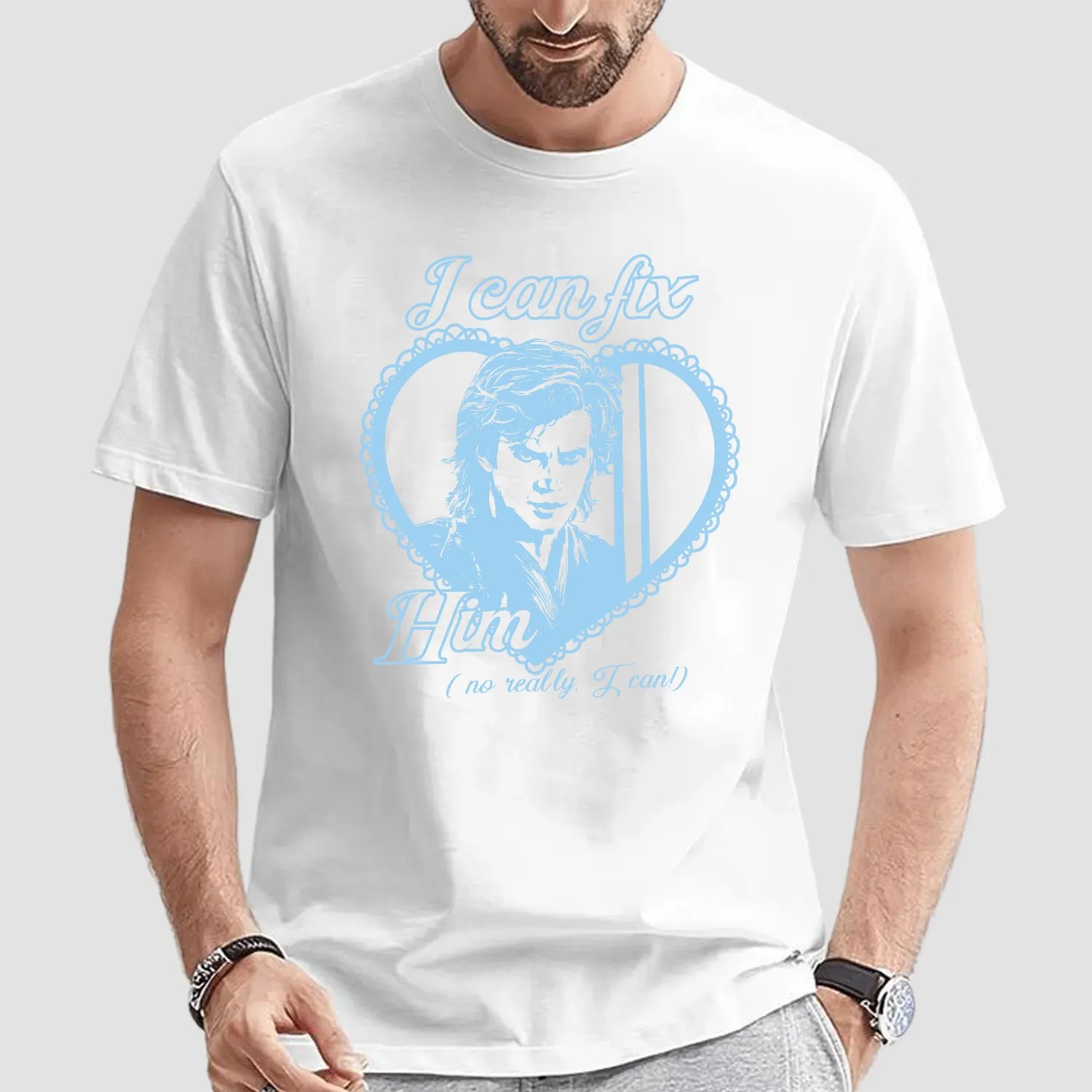 Anakin Skywalker I Can Fix Him T-shirt, Star Wars Coquette Style, Star Wars Fan Shirt, Hollywood Studio, Galaxy's Edge, Jedi Aesthetic Gift-blue