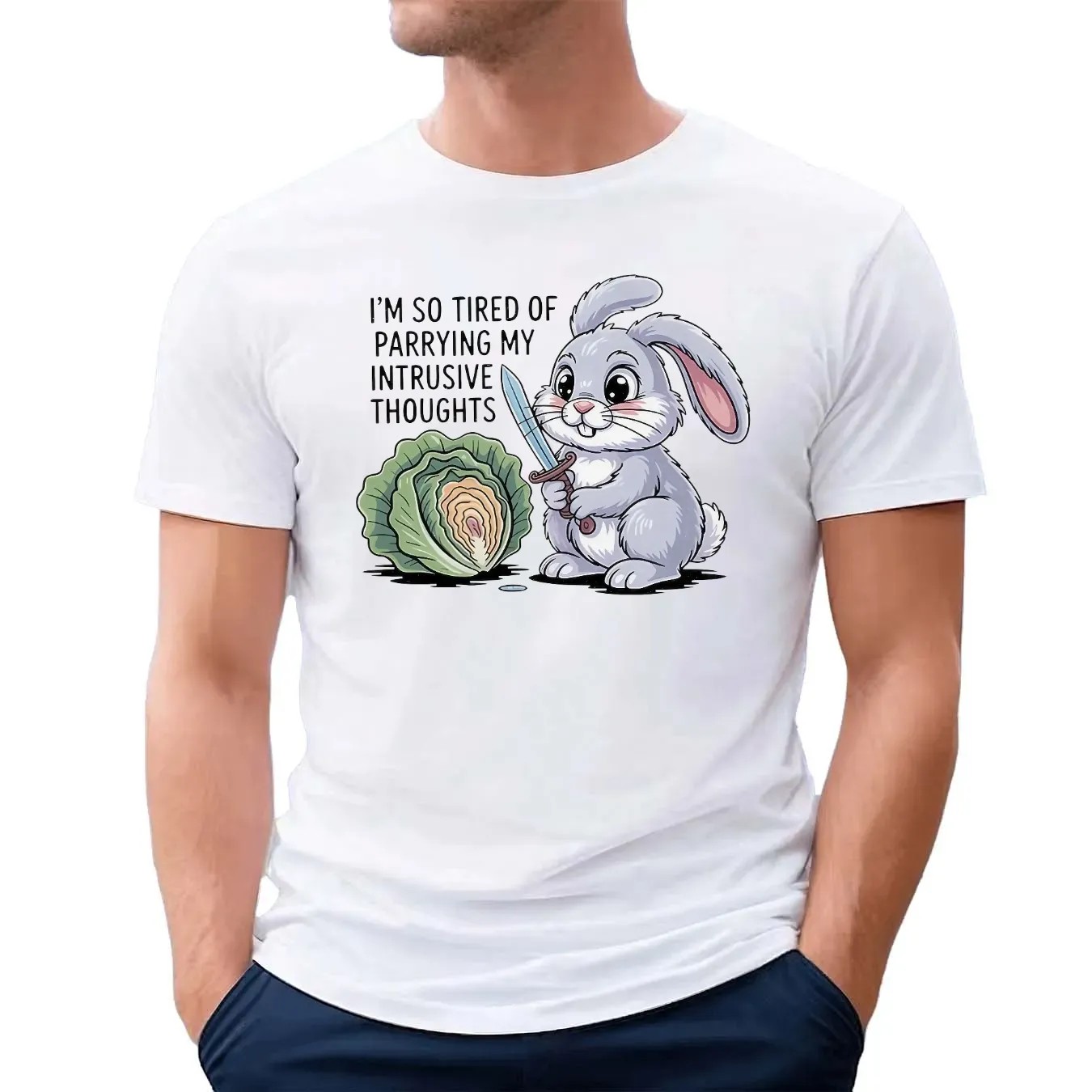 Bunny I'm So Tired Of Parrying My Intrusive Thoughts T Shirt