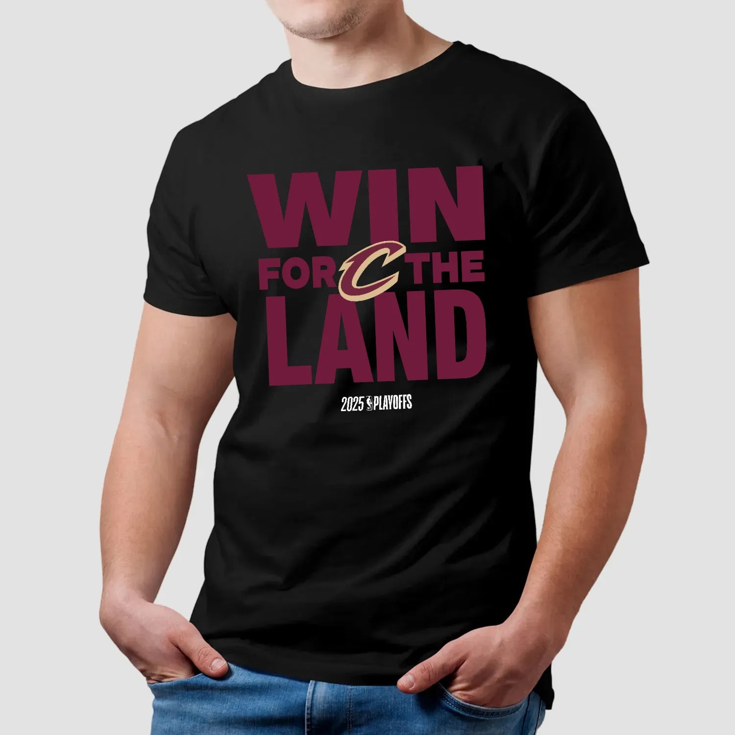 Cleveland Cavaliers 2025 NBA Playoffs on-court win for the land logo shirt