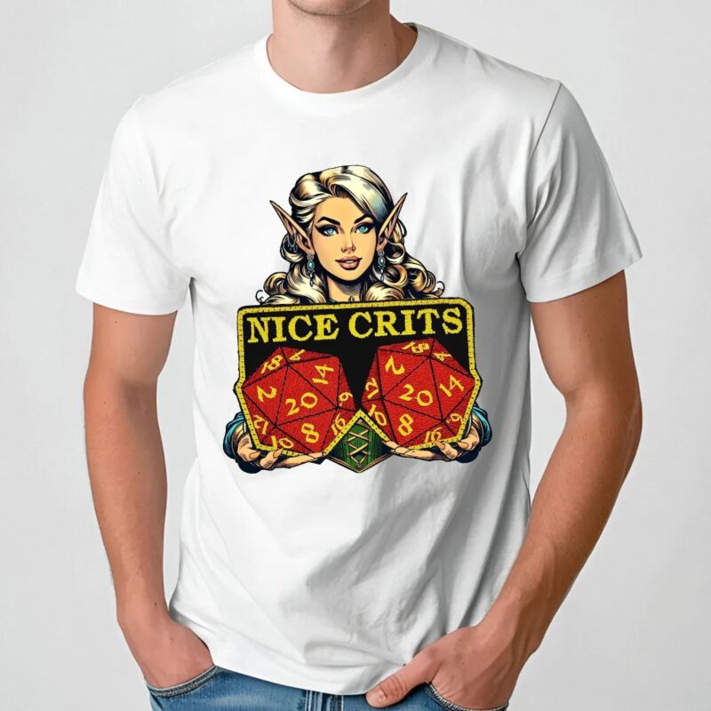 Custom Elf Nice Crits Dungeon and Dragon Shirt, D&D Shirt - Funny Dungeons and Dragons Gift shirt - Vintage Retro 90s Joke D and D T-Shirt