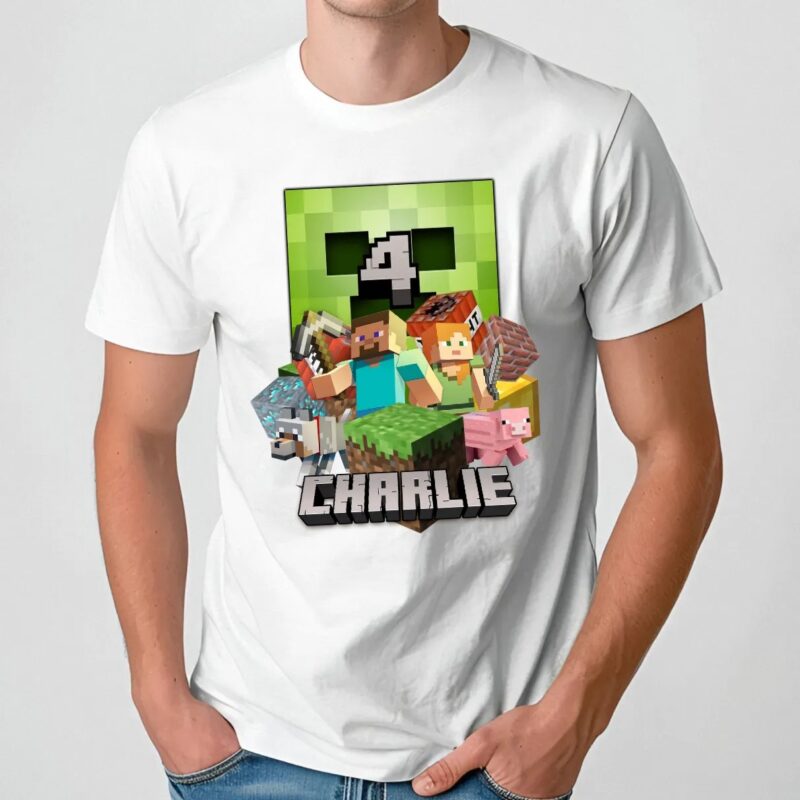 Custom Game Birthday Shirt, Mine Birthday Party Theme, Personalized Family Birthday Party Tee, Gifts For Birthday Girl Or Boy, Game Tee9