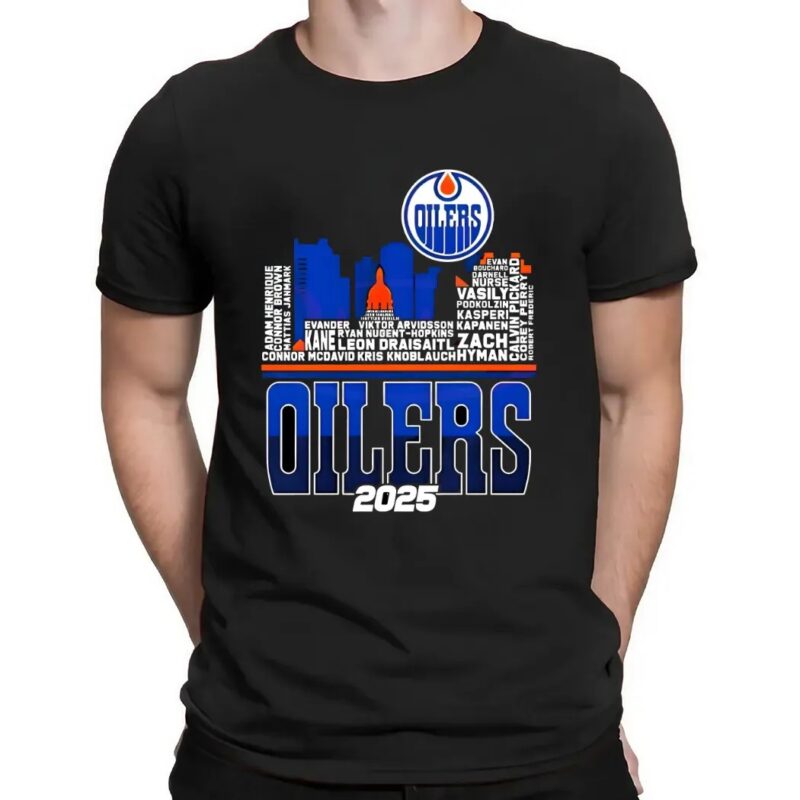 Edmonton Oilers Skyline Players Name 2025 Western Conference Finals T Shirt
