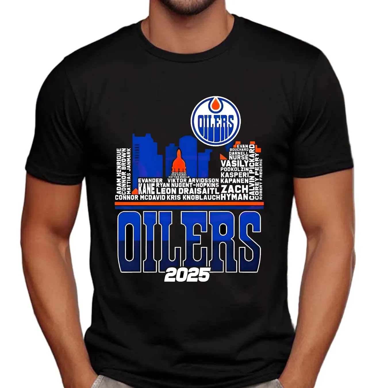 Edmonton Oilers Skyline Players Name 2025 Western Conference Finals T Shirt