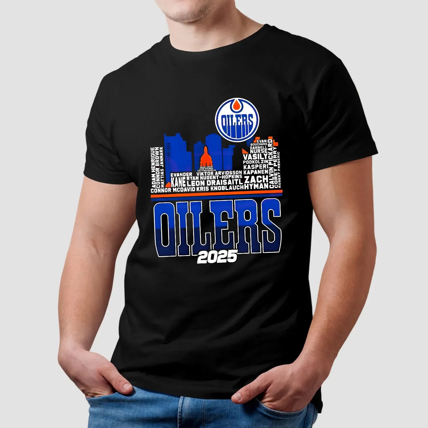 Edmonton Oilers Skyline Players Name 2025 Western Conference Finals T Shirt