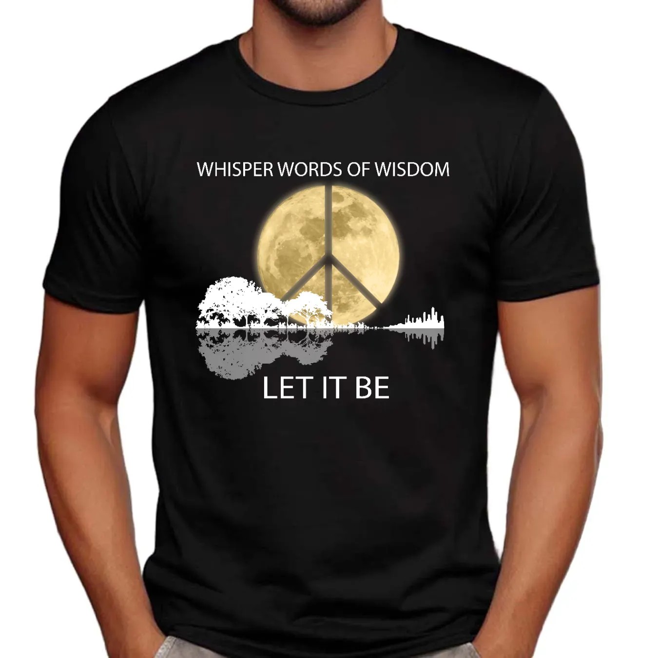 Guitar Moon Hippie Whisper Words Of Wisdom Let It Be Shirt