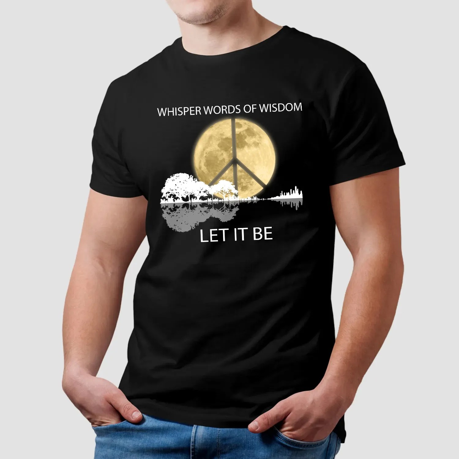 Guitar Moon Hippie Whisper Words Of Wisdom Let It Be Shirt