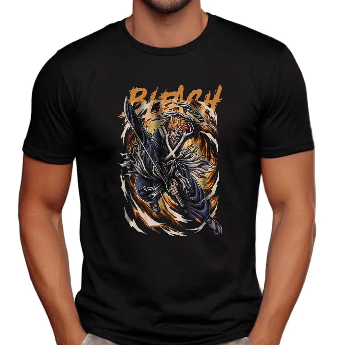 Ichigo Kurosaki Shirt, Bleach Shirt, Anime Shirt, Vintage Shirt, Cotton Unisex Shirt, Crew Neck, Size S- 4XL, Menswear Top, Womenswear Top Underwear Streetwear