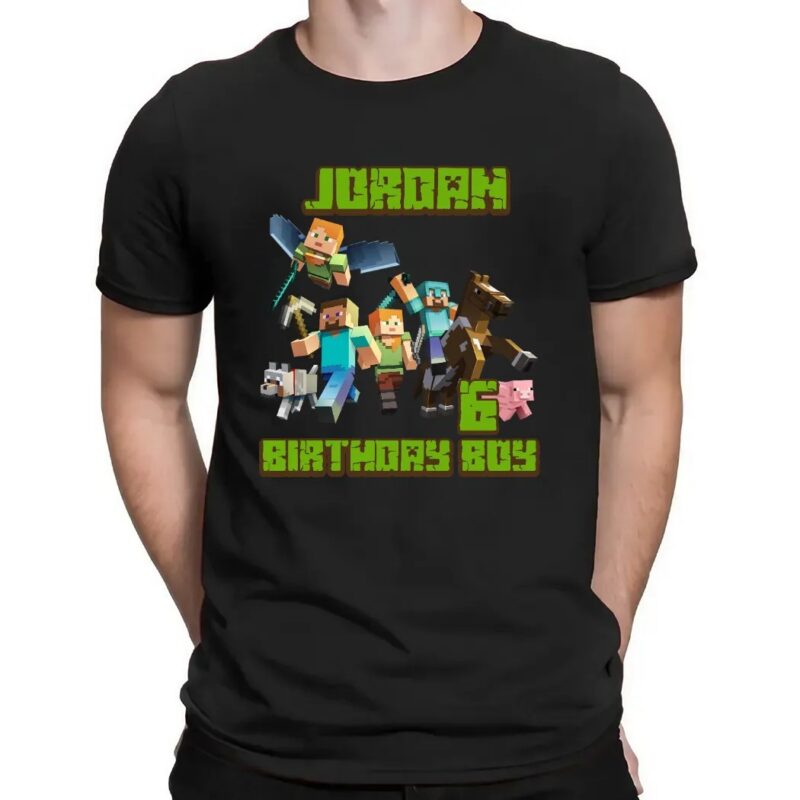 JORDAN Birthday Party Shirt, MineC Comfort Colors Shirt, Custom Family Birthday T-shirt, Gift for Kids, Mine Craft Family Matching Birthday Tees