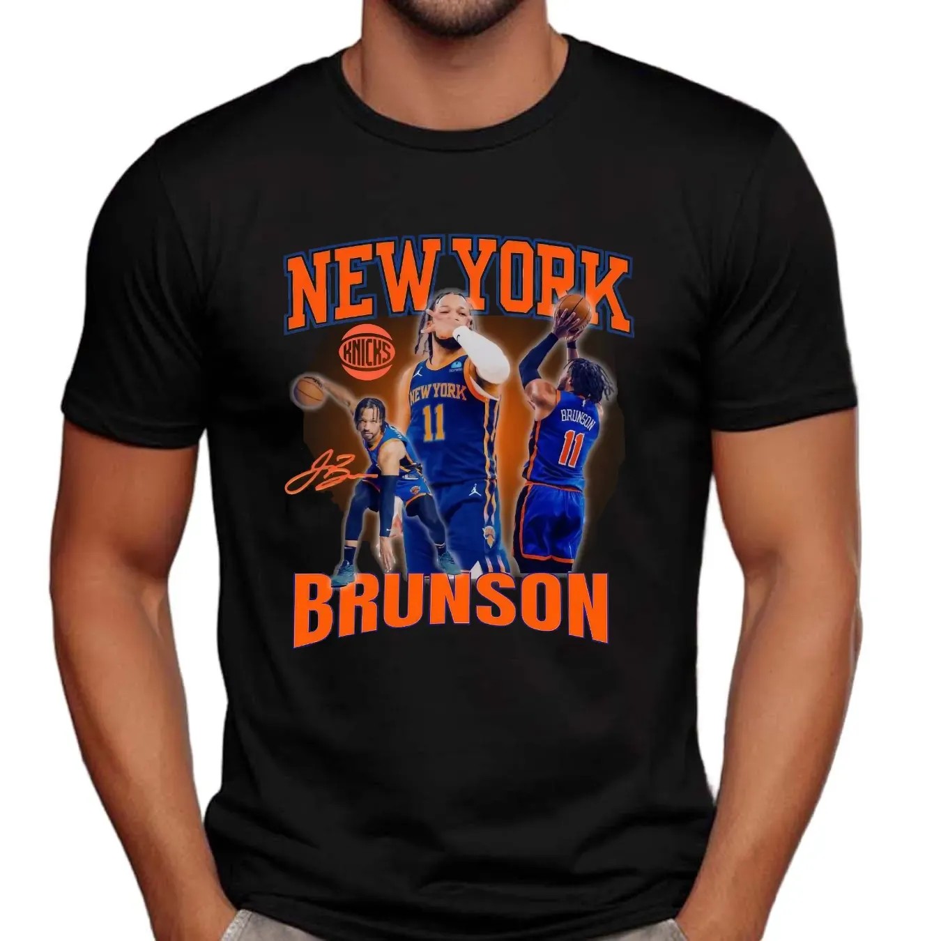 Jalen Brunson New York Knicks NBA Graphic Signature Vintage Bootleg T Shirt