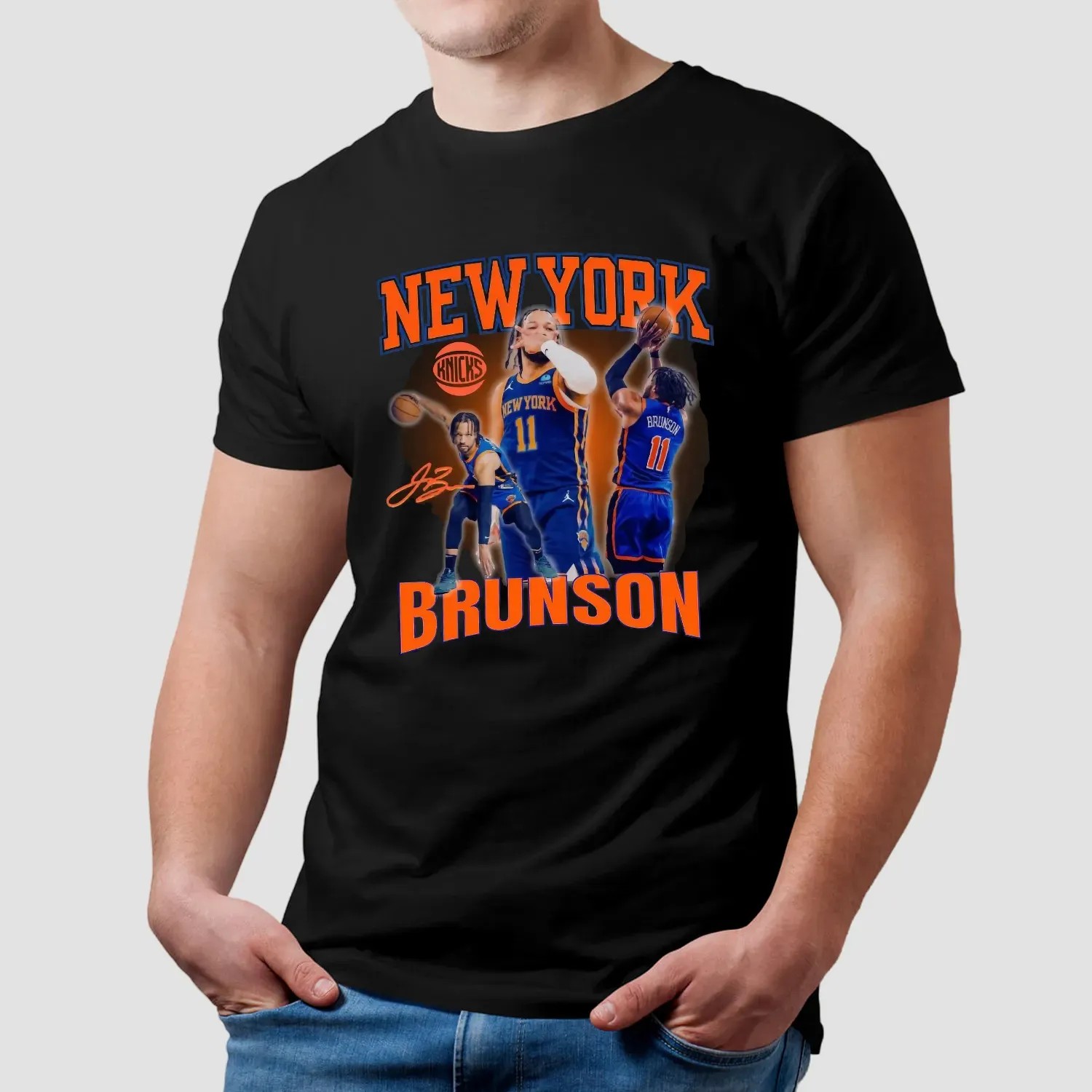 Jalen Brunson New York Knicks NBA Graphic Signature Vintage Bootleg T Shirt