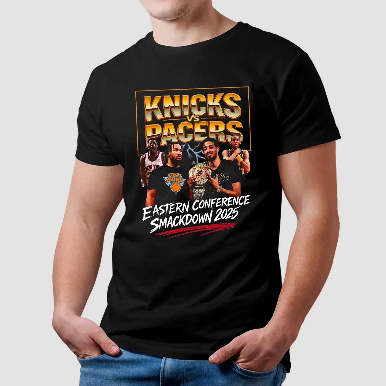 Knicks Vs Pacers Eastern Conference Smackdown 2025 Vintage Bootleg T Shirt