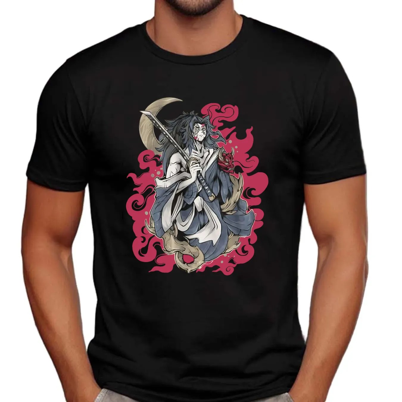Kokushibo Shirt, Demon Slayer Shirt, Anime Shirt, Vintage Shirt, Cotton Unisex Shirt, Crew Neck, Size S- 4XL, Menswear Top, Womenswear Top Underwear Streetwear