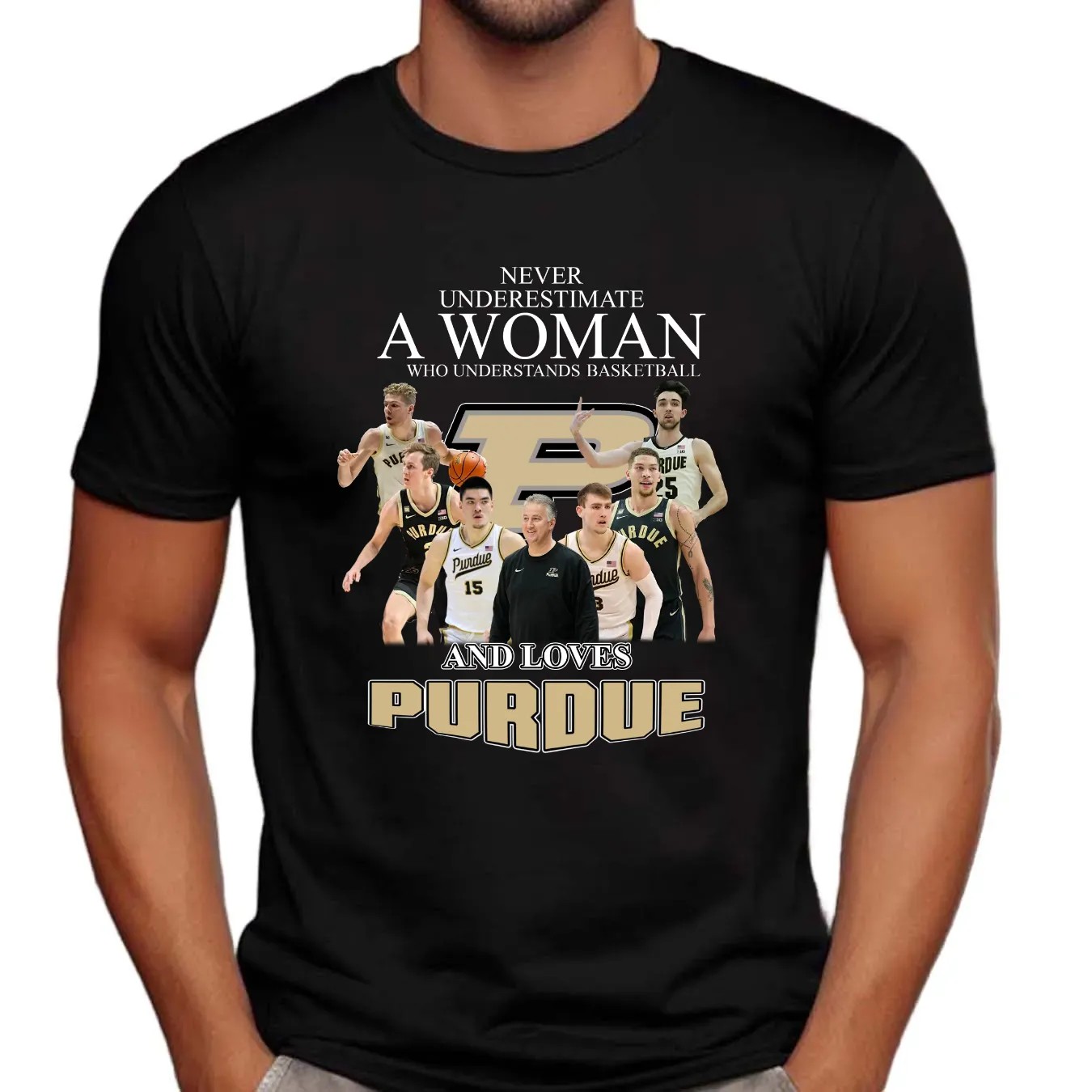 Never underestimate a woman who understands basketball and loves purdue shirt
