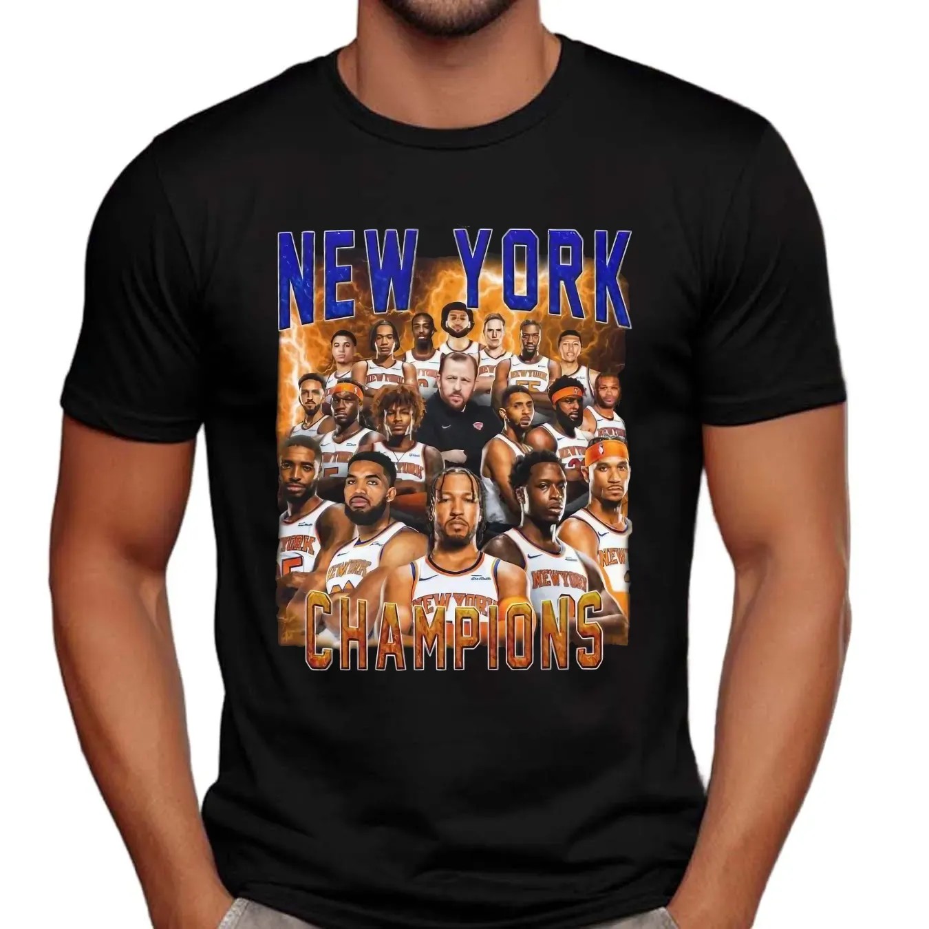 New York Knicks Champs 2025 Full Team Players Vintage Bootleg T Shirt